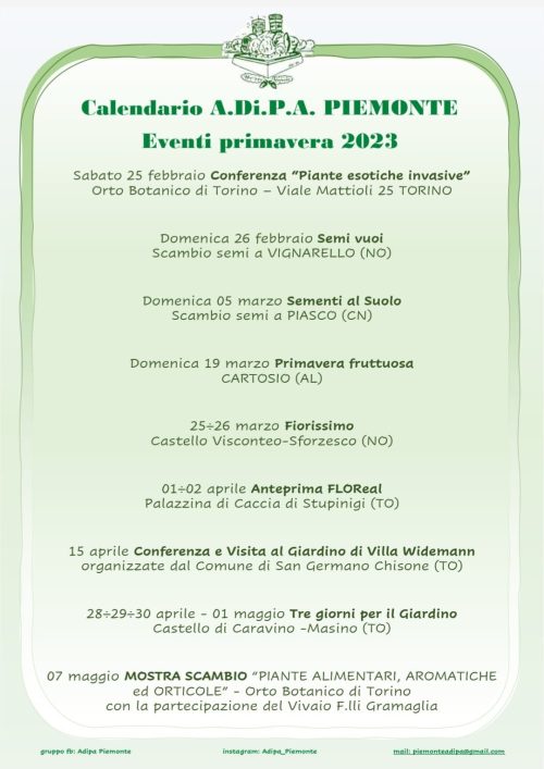 Eventi Primavera 2023 – A.Di.P.A. Piemonte