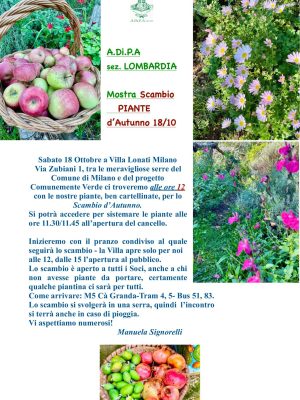 A.Di.P.A. Sezione Lombardia: MOSTRA – SCAMBIO di AUTUNNO