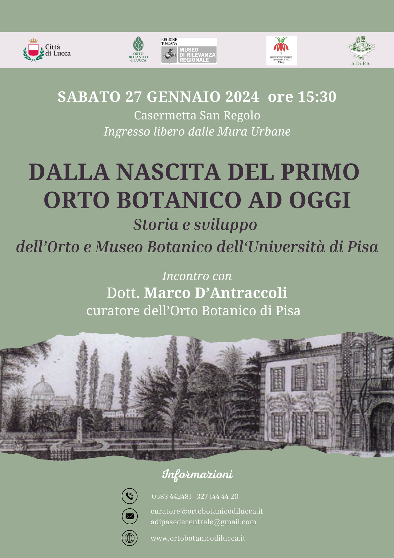 Pomeriggi Verdi: conferenza del Curatore dell’Orto botanico di Pisa Dott. M. D’Antraccoli