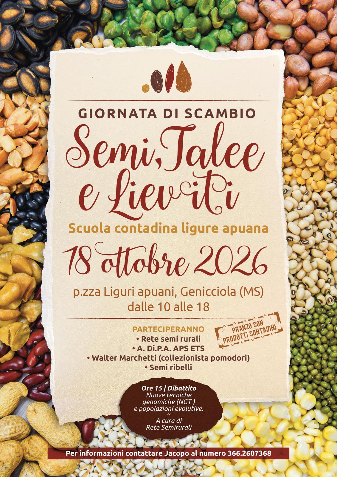 a Genicciola per scambiare e parlare di “Semi, Talee e Lieviti”