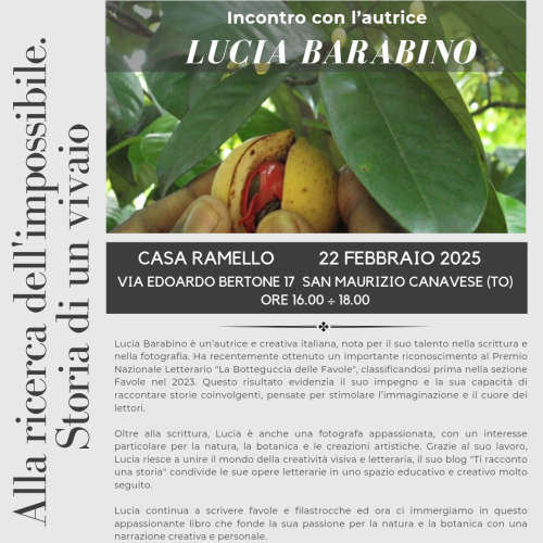 “Alla ricerca dell’impossibile. Storia di un vivaio” di Lucia Barabino storica Socia della Sezione Piemonte