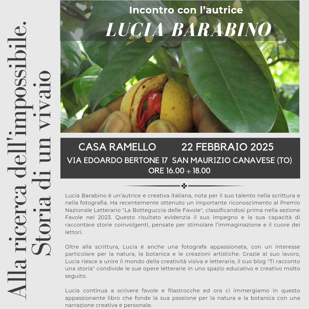 “Alla ricerca dell’impossibile. Storia di un vivaio” di Lucia Barabino storica Socia della Sezione Piemonte