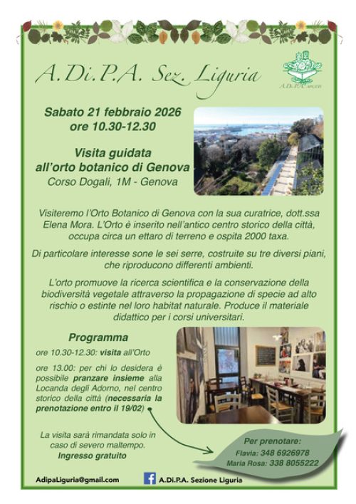 Visita guidata all’Orto Botanico di Genova