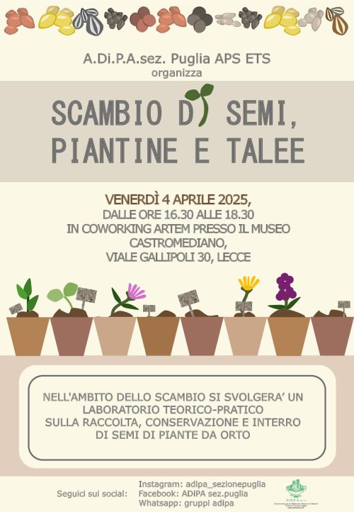 A.Di.P.A. Sezione Puglia: aprile scambio SEMI del venerdì