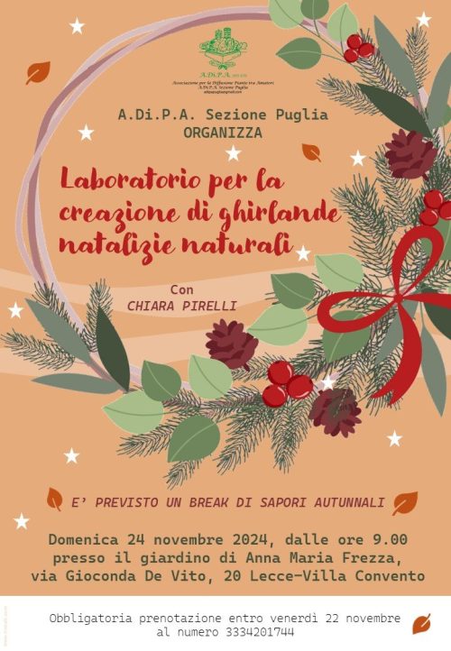 A.Di.P.A. Sezione Puglia…creatività in giardino, aspettando il NATALE!
