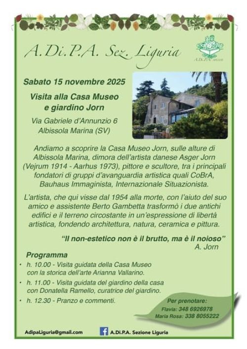 A.Di.P.A. Sezione Liguria: visita al giardino e alla Casa Museo Jorn