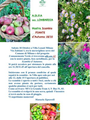 A.Di.P.A. Sezione Lombardia: MOSTRA – SCAMBIO di AUTUNNO