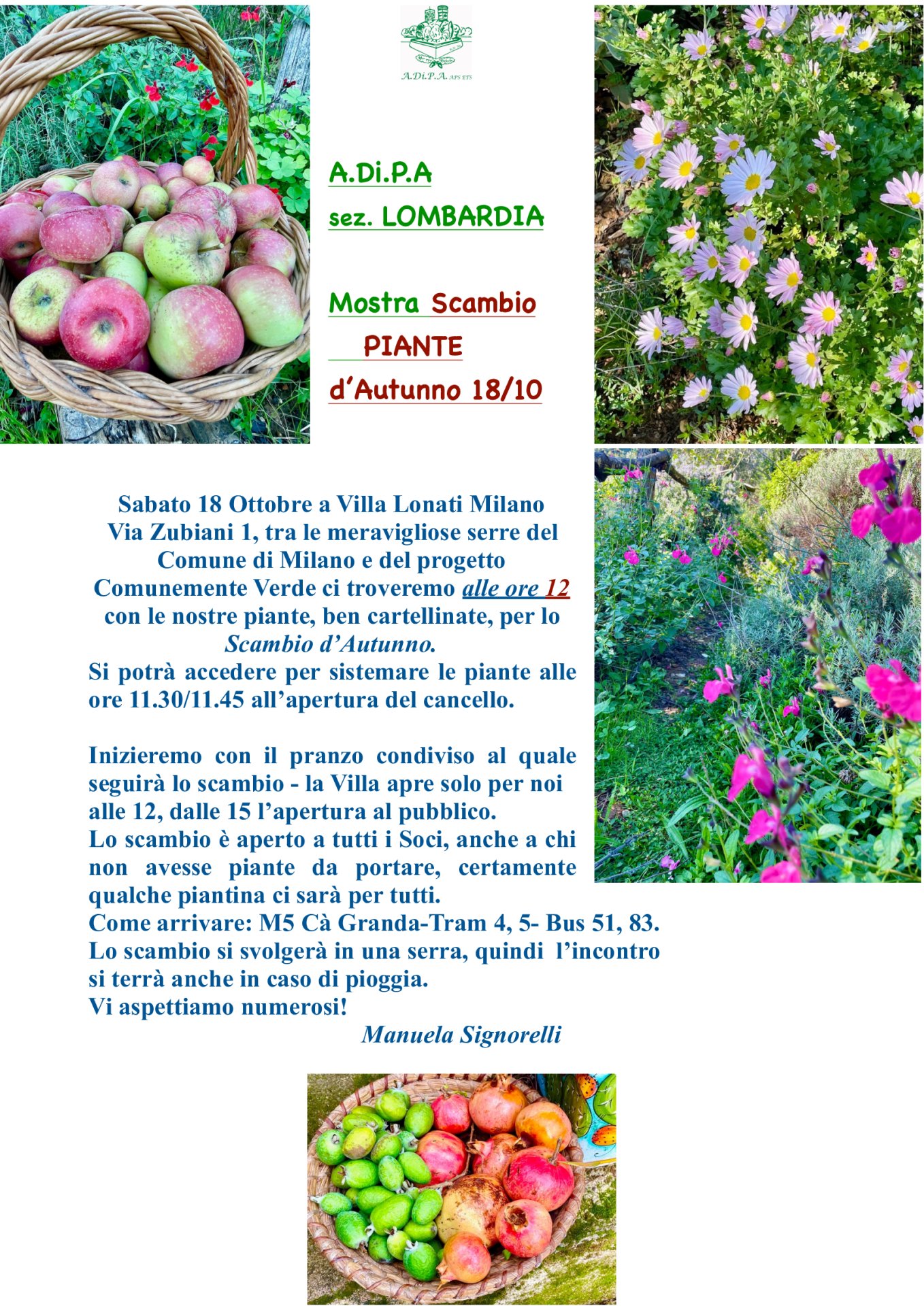 A.Di.P.A. Sezione Lombardia: MOSTRA – SCAMBIO di AUTUNNO