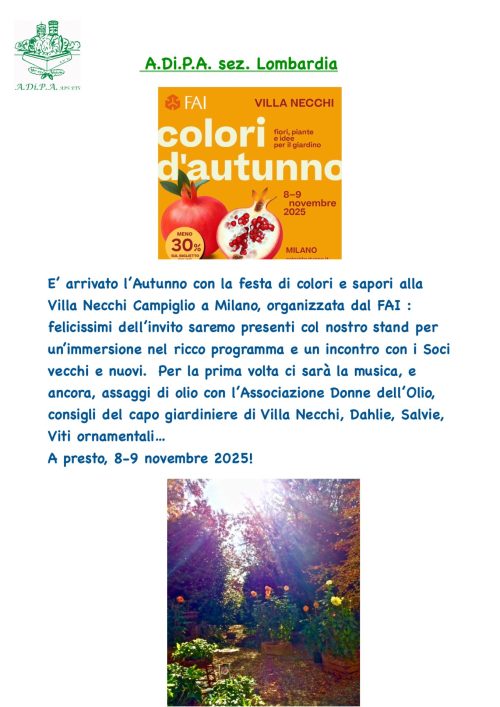 A.Di.P.A. Sezione Lombardia a “COLORI d’AUTUNNO” con il FAI