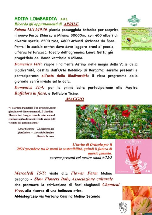 A.Di.P.A. Sezione Lombardia: programma eventi APRILE – MAGGIO 2024