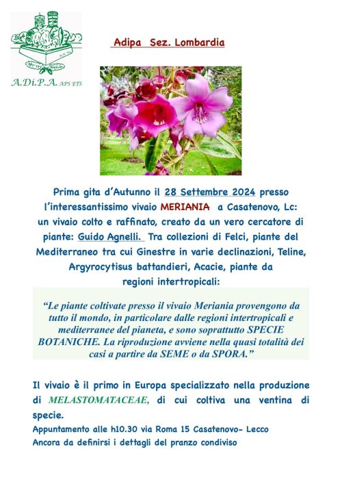 A.Di.P.A. Sezione Lombardia gita al Vivaio MERIANIA