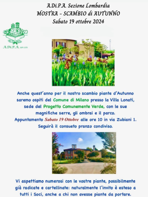 A.Di.P.A. Sezione Lombardia: MOSTRA – SCAMBIO di AUTUNNO!!!