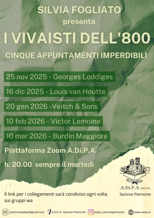 Ciclo di incontri per conoscere le origini del florovivaismo con A.Di.P.A. Sezione Piemonte