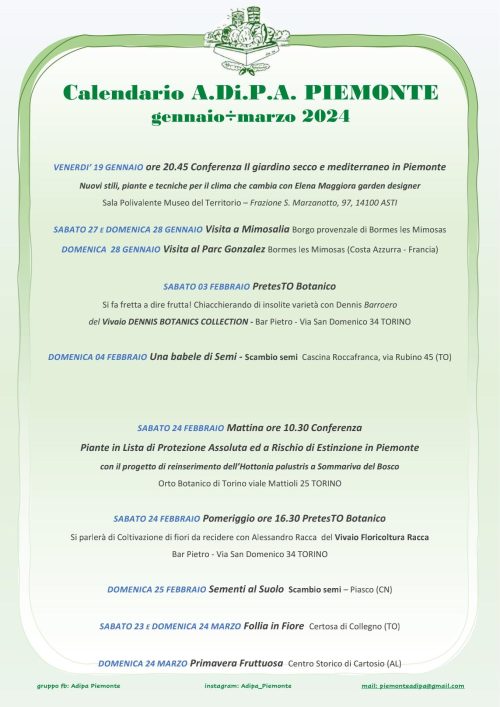 A.Di.P.A. Sezione Piemonte: primi appuntamenti per il 2024