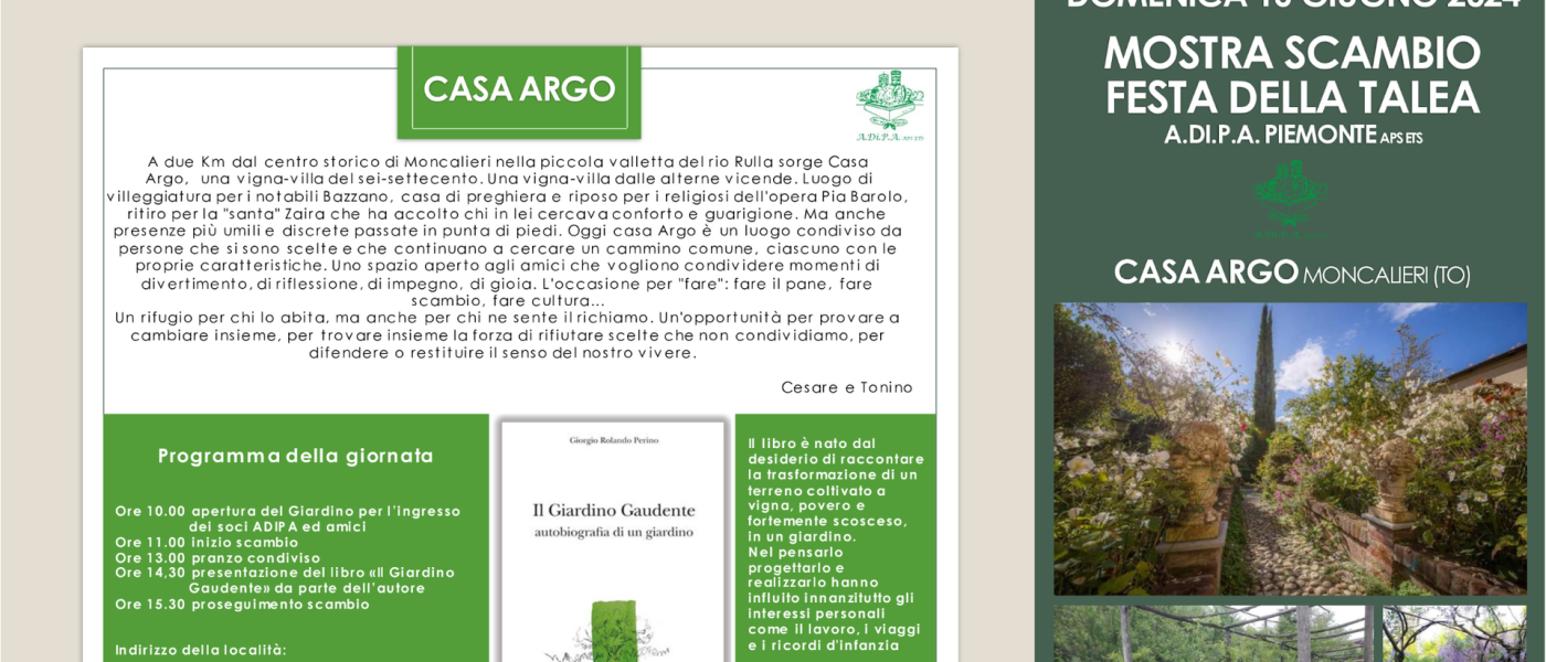 A.DiP.A. Sezione Piemonte: MOSTRA – SCAMBIO e FESTA della TALEA!!!