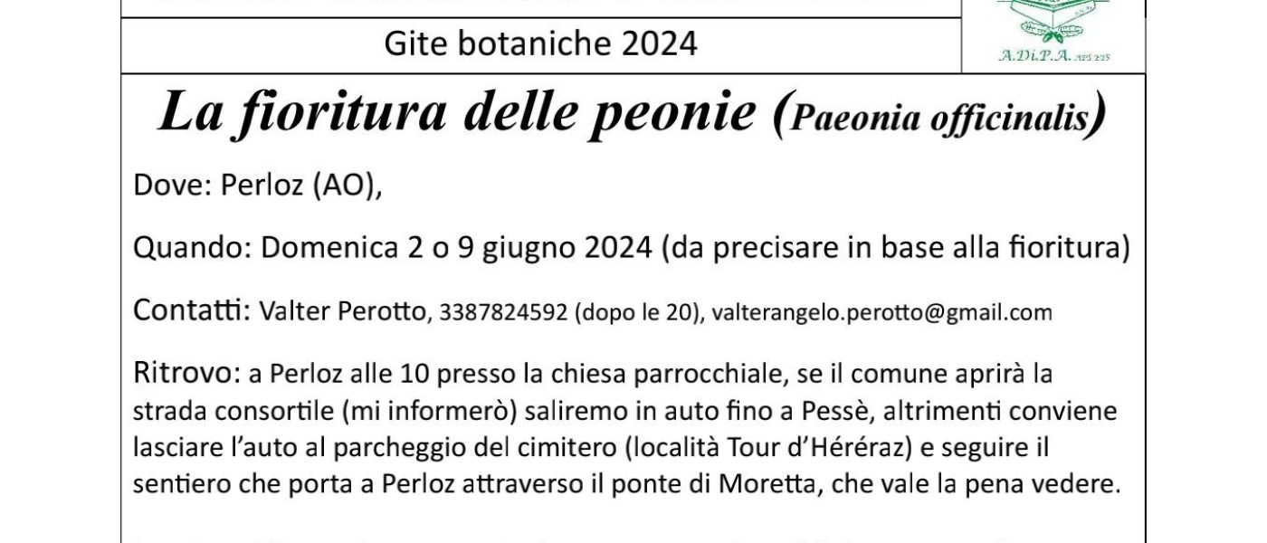 A.Di.P.A. Sezione Piemonte: sui sentieri delle PEONIE!!!