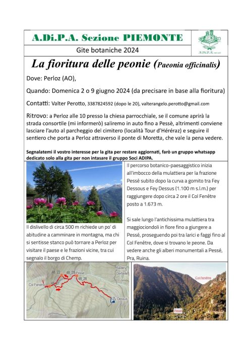 A.Di.P.A. Sezione Piemonte: sui sentieri delle PEONIE!!!