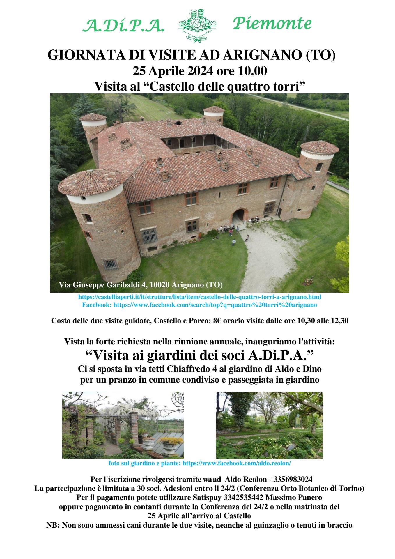 A.Di.P.A. Sezione Piemonte: passeggiate storico-botaniche e pranzo con i Soci