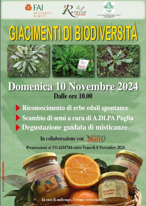A.Di.P.A. Sezione Puglia a RURALIA: “Giacimenti di biodiversità”