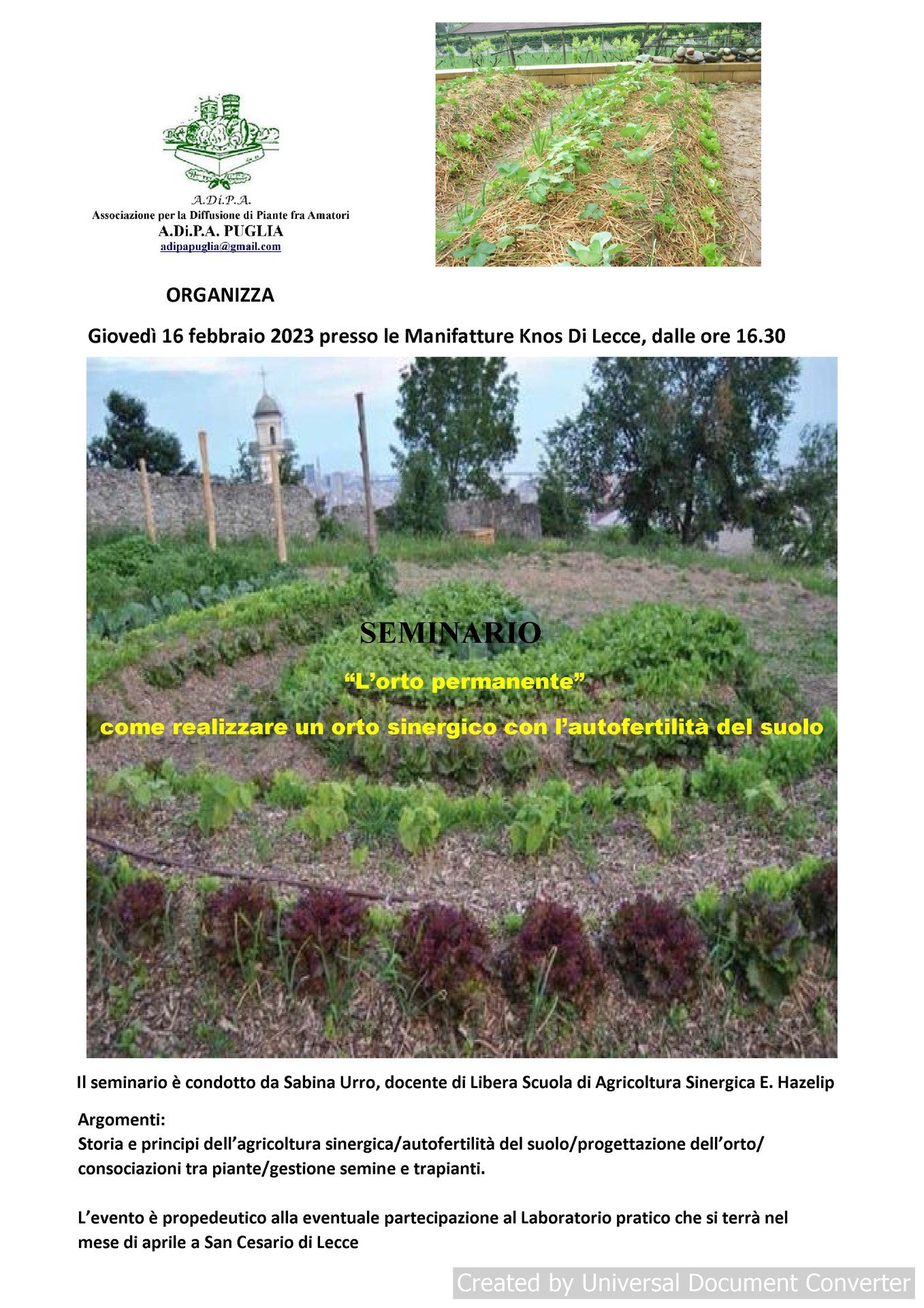 A.Di.P.A. Sezione Puglia: l’orto sinergico