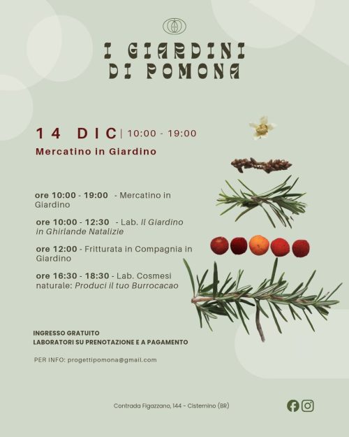 A.Di.P.A. Sezione Puglia: dicembre a “POMONA in GIARDINO”