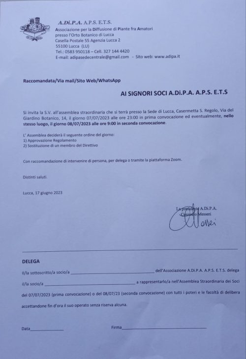 Assemblea straordinaria ADiPA APS ETS