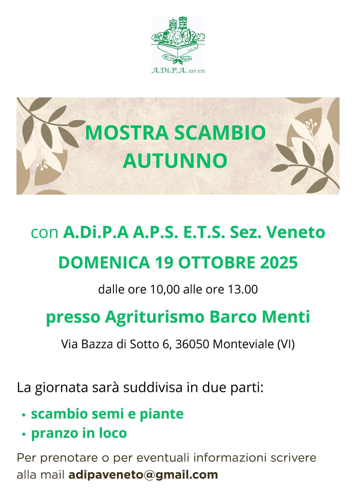 A.Di.P.A. Sezione Veneto: MOSTRA SCAMBIO di AUTUNNO