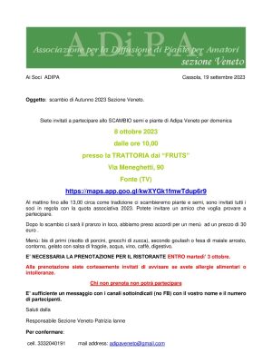 A.Di.P.A. Sezione Veneto: mostra-scambio di autunno!