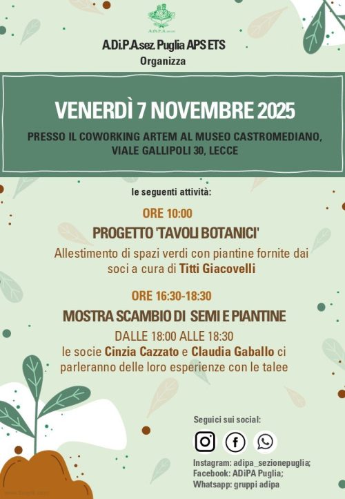 TAVOLI BOTANICI con A.Di.P.A. Sezione Puglia